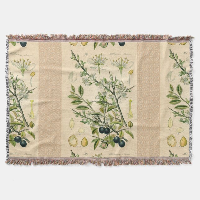 Couverture Antique Blackthorn Botanique Imprimé Fleur Berry (Devant)