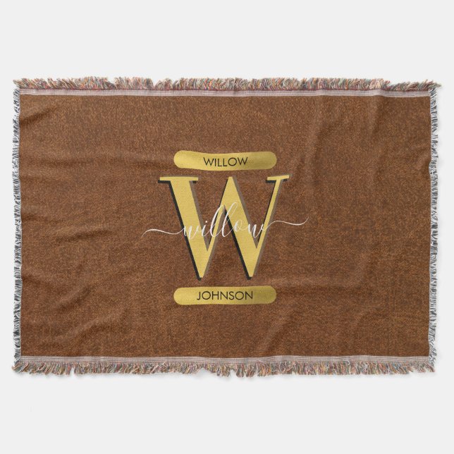 Couverture Antique Faux Cuir & Or Monogramme (Devant)