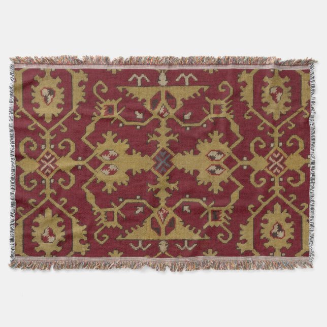 Couverture Antique géométrique Oriental Perse Motif rouge (Devant)