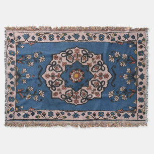 Couverture Antique Oriental Turc Tapis bleu Perse