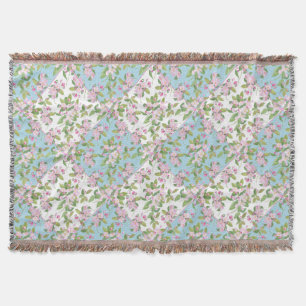 Couverture Apple Blossom sur Sky Blue et White Faux Patchwork