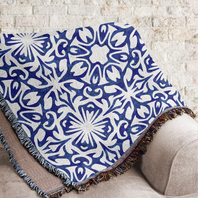Couverture Aquarelle bleu et blanc Motif espagnol Carrelage (Créateur téléchargé)