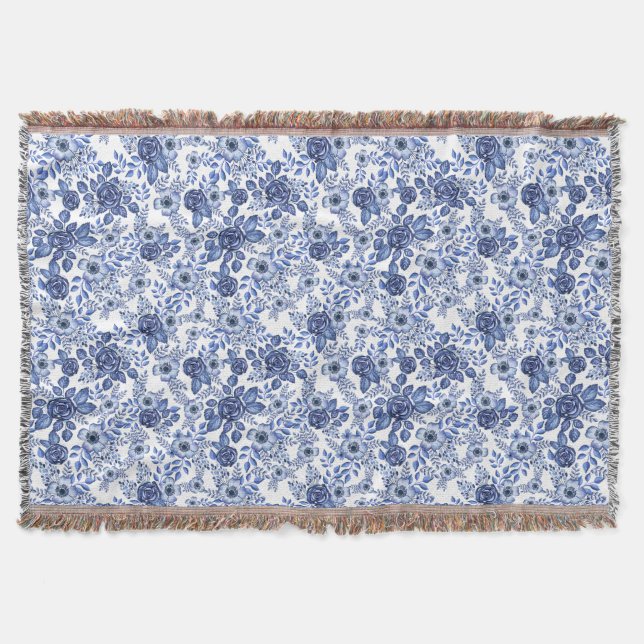 Couverture Aquarelle bleu motif floral (Devant)