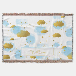 Couverture Aquarelle bleue Nuages Gold Stars Sky