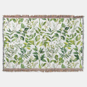 Couverture Aquarelle Botanique Vert feuilles