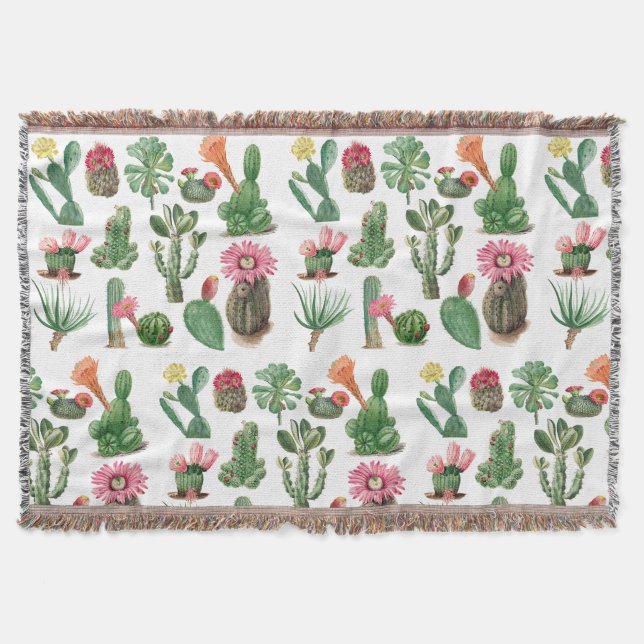 Couverture Aquarelle colorée Cactus et succulents Fleurs (Devant)