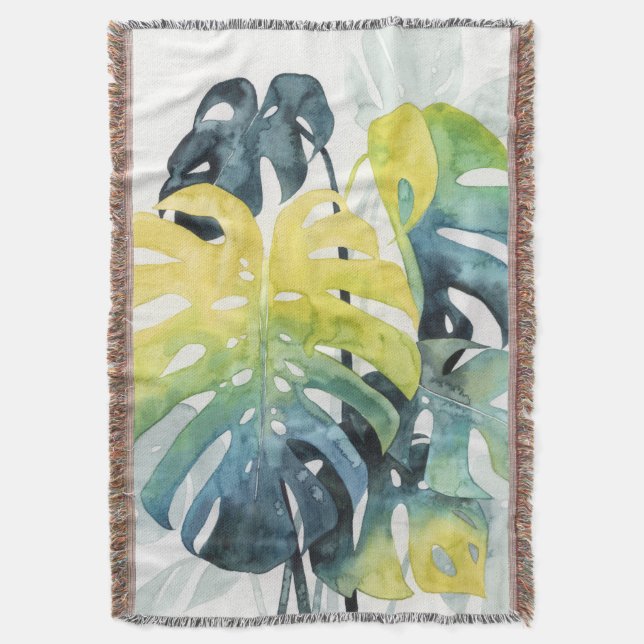 Couverture Aquarelle Coucher de soleil Palm Tree Feuilles (devant Vertical)