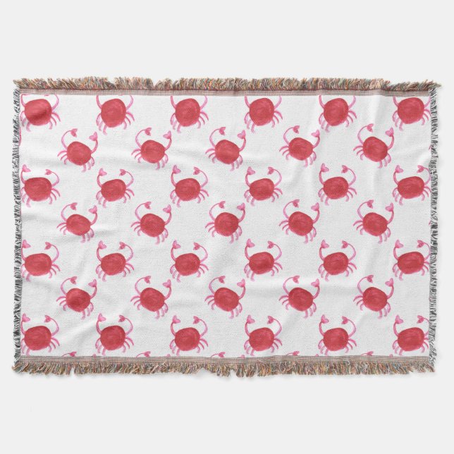 Couverture aquarelle crabe rouge mignon conception de la plag (Devant)