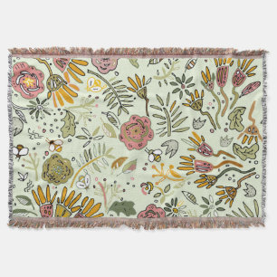 Couverture Aquarelle Florale Fleurs d'abeille Élégante Modern