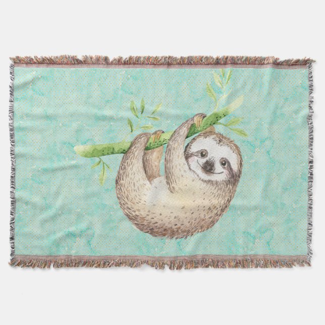 Couverture Aquarelle Joyeuse Sloth (Devant)