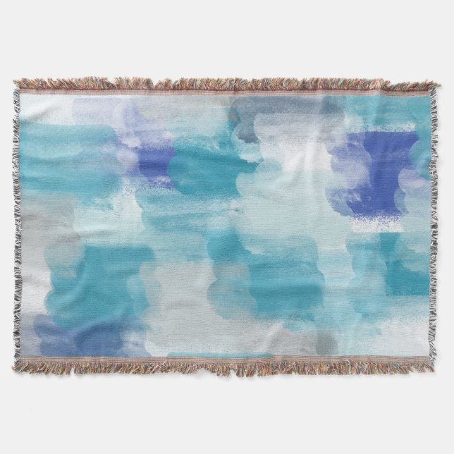 Couverture Aquarelle moderne turquoise et gris Art Abstrait (Devant)