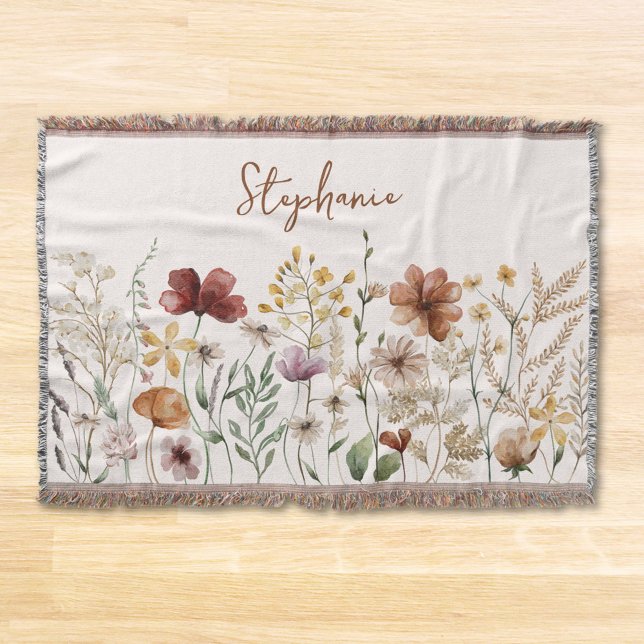 Couverture Aquarelle monogramme Fleur sauvage Joli Floral (Créateur téléchargé)