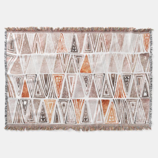Couverture Aquarelle Pastel Terracotta Triangles Tribales (Devant)