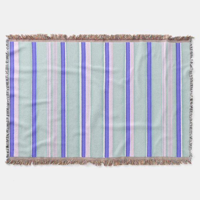 Couverture Aquarelle rayures rose bleu blanc (Devant)