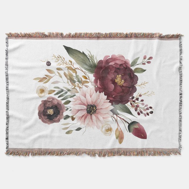 Couverture Aquarelle rose du Maron Burgundy Botanique Florale (Devant)