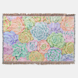 Couverture Aquarelle Succulente Jardin Pastel coloré