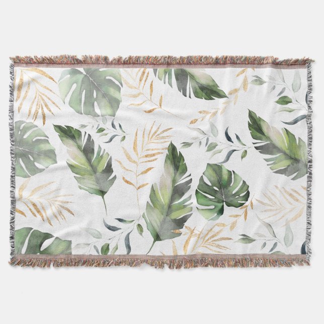Couverture Aquarelle Verdure Feuilles botaniques (Devant)