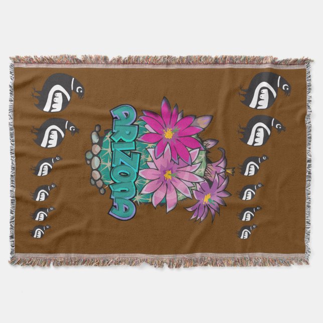Couverture Arizona Blooming Cactus et Quail (Devant)