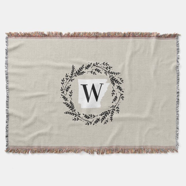 Couverture Arkansas Rustic Wreath Monogramme Jetez la couvert (Devant)