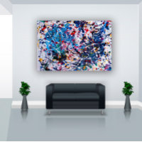 Art Abstrait original 2 couleurs débordant