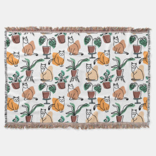 Couverture Art de trait dessin chats et fleurs