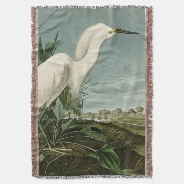 Couverture Audubon Héron de neige Oiseaux d'aigrettes blanche (devant Vertical)