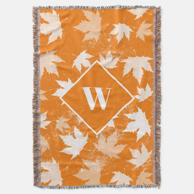 Couverture Automne Feuilles Motif Monogramme (devant Vertical)