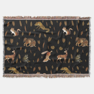Couverture Automne Forêt Animaux Feuilles Automne Décor Autom