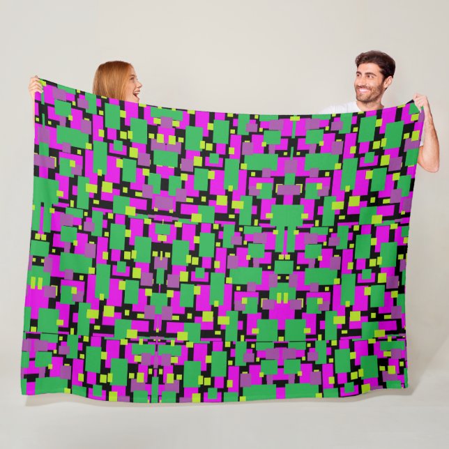 Couverture avec violet vert et noir Art géométriqu (En situation)