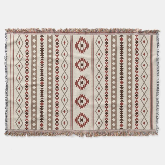 Couverture Aztec Browns Crème rouille Motifs mélangés V Motif (Devant)