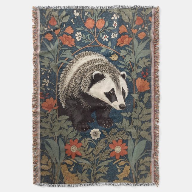 Couverture Badger de Woodland William Morris inspiré (devant Vertical)