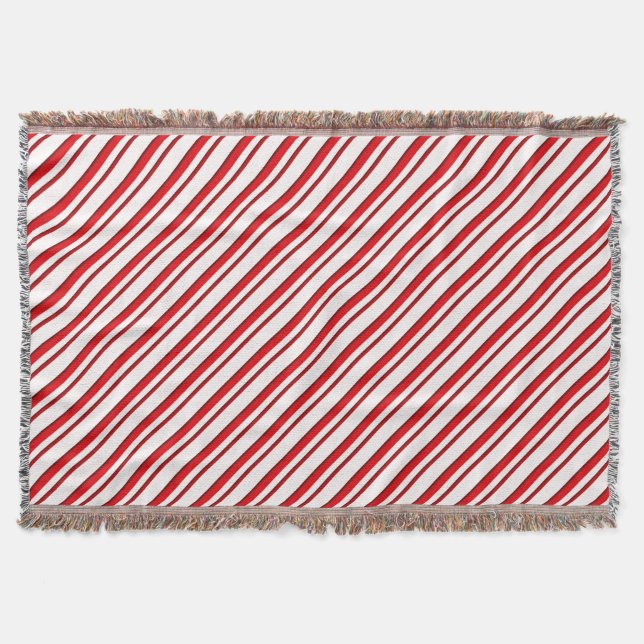 Couverture Bandes de bonbons, menthe poivrée rouge & blanc (Devant)