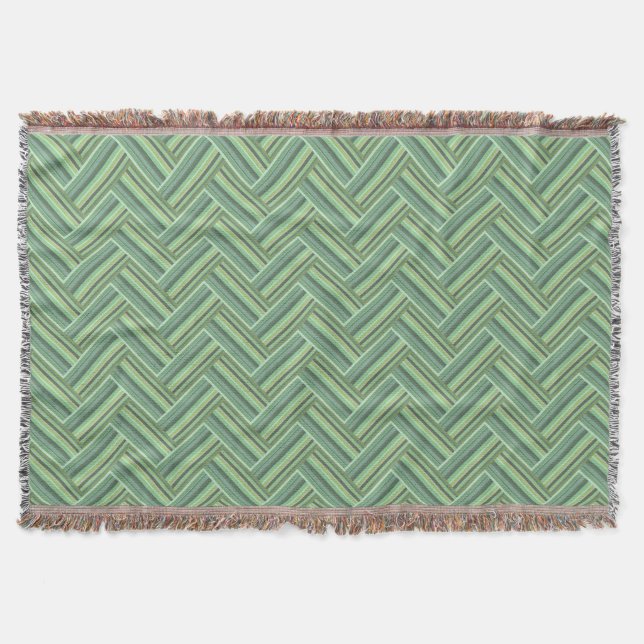 Couverture Bandes vert olive double tissage (Devant)