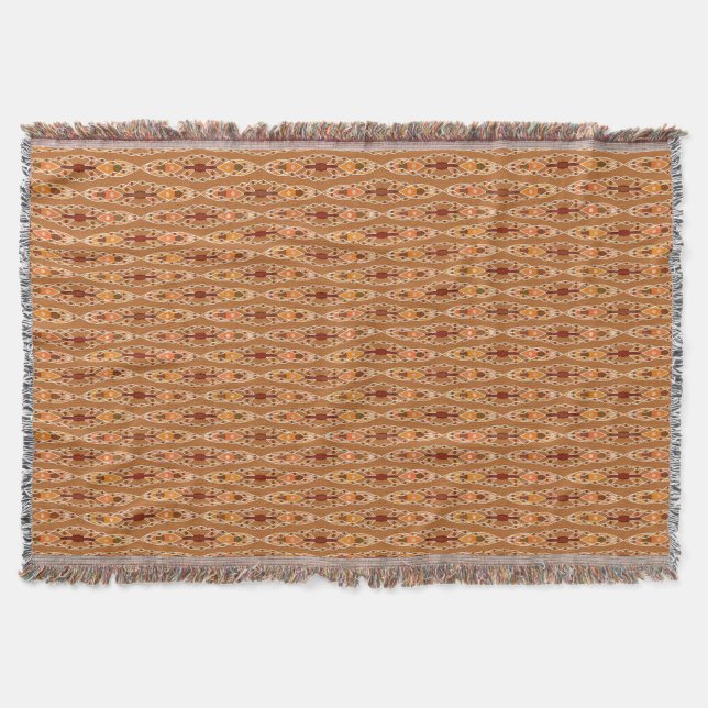Couverture Batik tribal - rouille, terre cuite et beige (Devant)