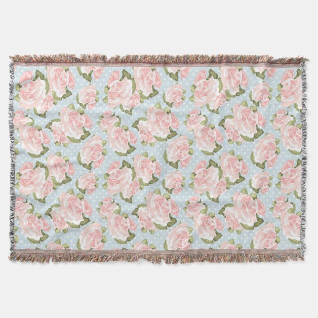 Couverture Beau motif de rose avec le pois bleu (Devant)