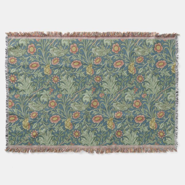 Couverture Beau motif floral William Morris Vert rose (Devant)