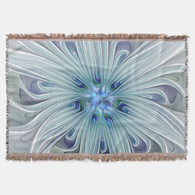 Couverture Beauté florale Abstraite moderne Blue Pastel Flowe (Devant)