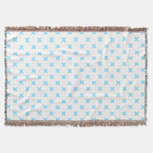 Couverture Bébé bleu croix coutures sur blanc