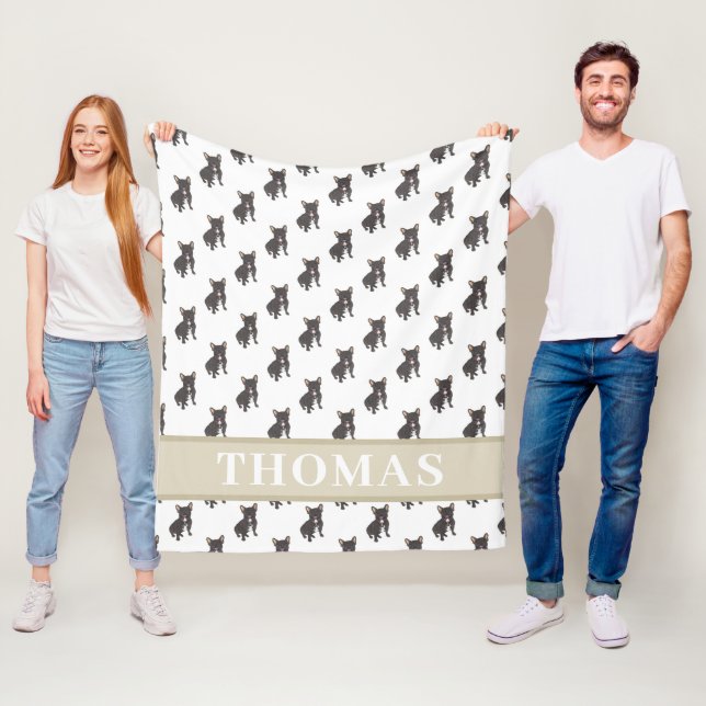 Couverture bébé Frenchie personnalisée (Tigre noir (En situation)