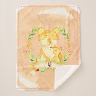 Couverture bébé renard floral sherpa