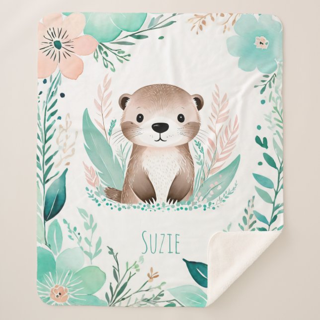 Couverture bébé Sherpa personnalisée - Design Boho (Devant)