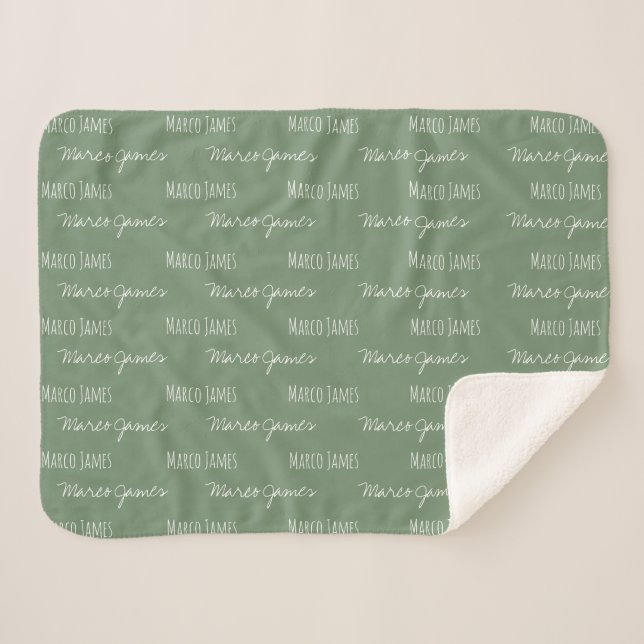 Couverture bébé verte Nom personnalisé répété (Devant (Horizontal))