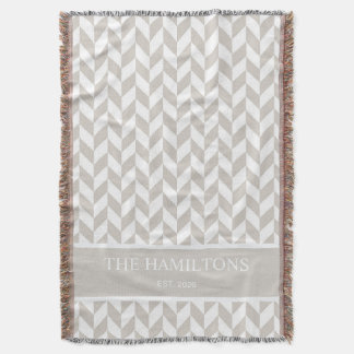 Couverture Beige Naturel Chevrons Maison Cosy
