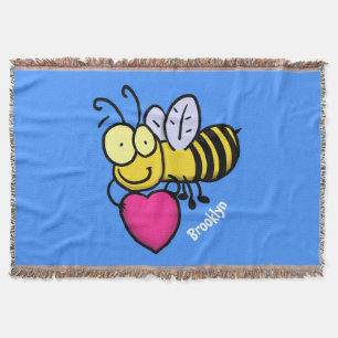 Couverture Belle abeille drôle avec dessin animé du coeur
