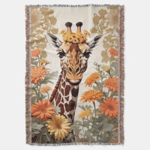 Couverture Belle Giraffe et Gerbera Daisy Flowers