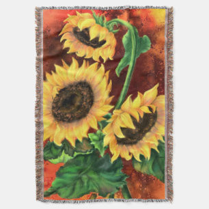 Couverture Belle Trois Tournesols - Peinture Art Migné