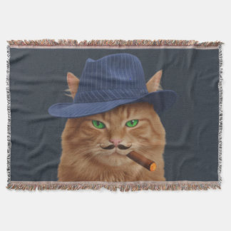 Couverture Big Al "The Paw-Father" Cat Woven Throw Blanket
