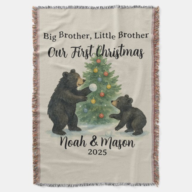 Couverture Big Brother Little Brother Bear Custom Christmas (devant Vertical)