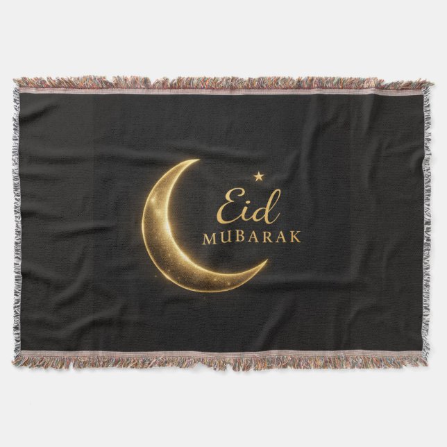 Couverture Black & Gold Eid Mubarak Decorative Pillow – Ramad (Devant)