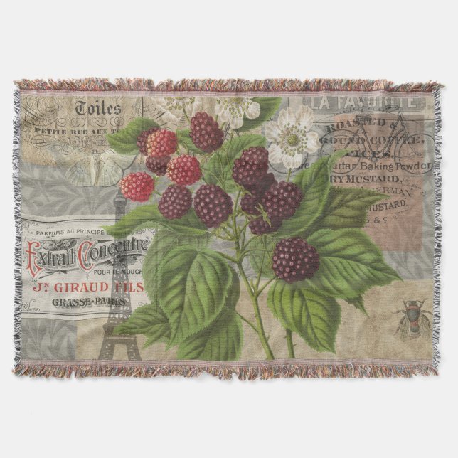 Couverture Blackberries Floral Garden Flower Papillon Art (Devant)